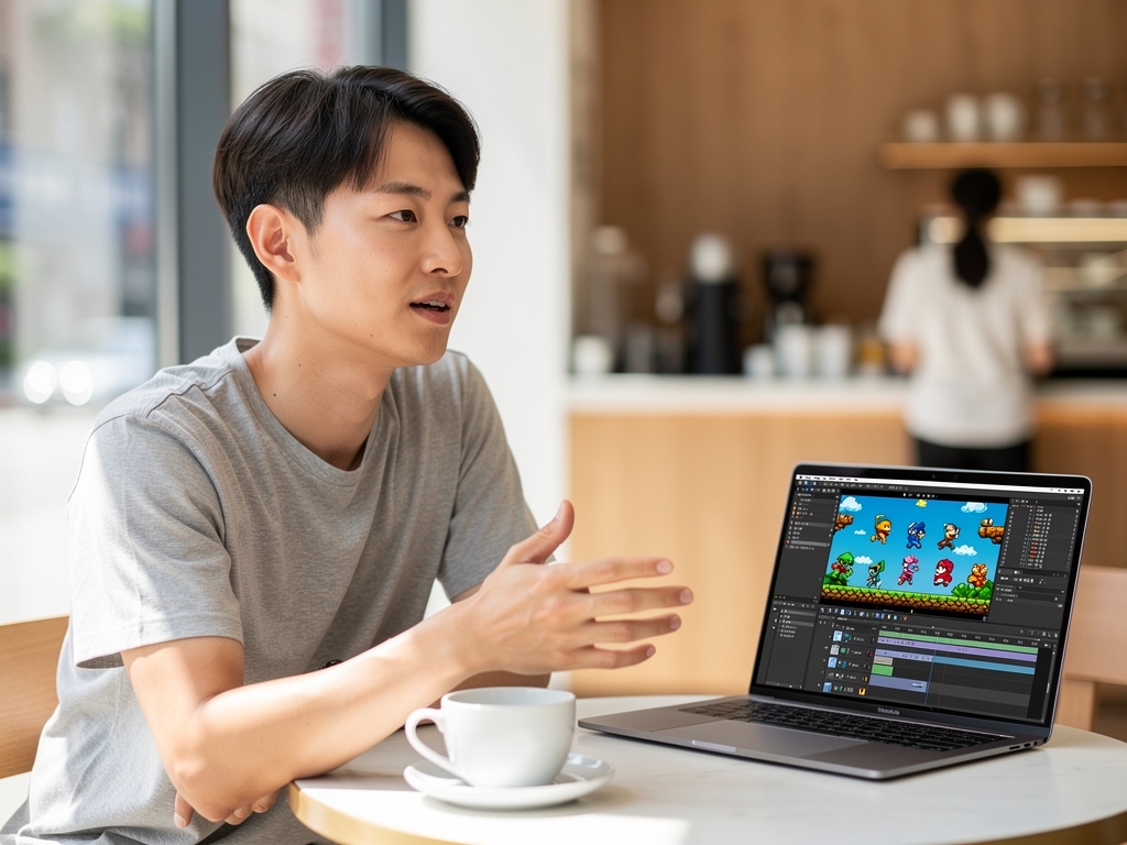 1인 인디 게임 개발자 인터뷰 장면